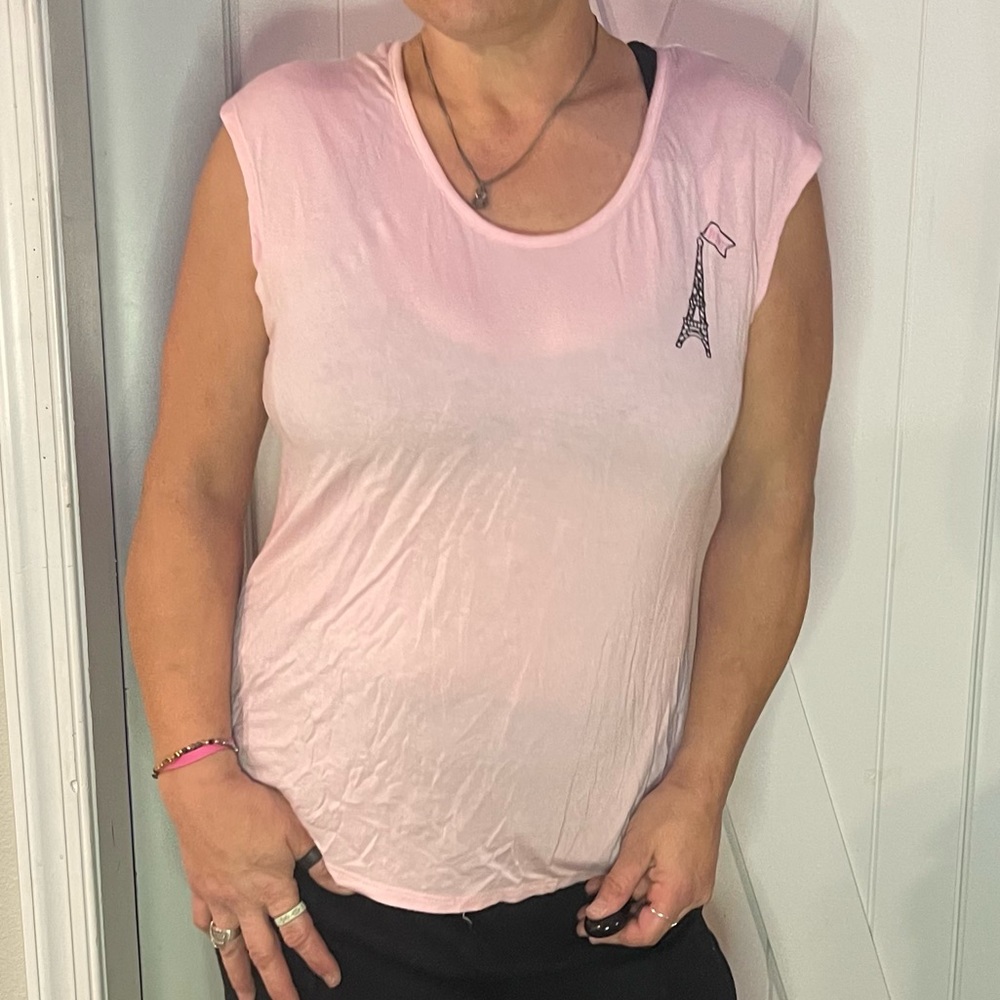 Betsey Johnson Eiffel Tower Baby Pink Tee